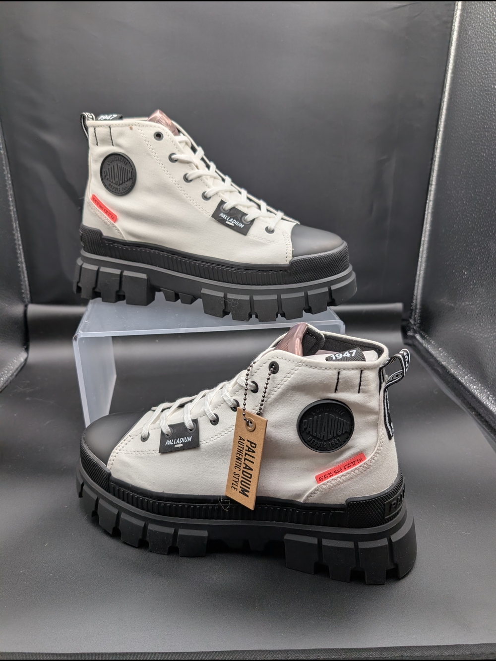 Palladium Women’s High-Top Chunky Sole Sneakers in Off-White and Black